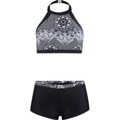 Stroje kąpielowe damskie: Bikini z biustonoszem bustier (2 części) bonprix czarno-biały