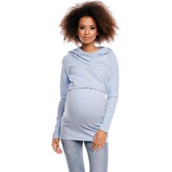 Bluza do karmienia bawełniana niebieska - XXL. Niebieskie bluzy damskie e-margeritka.pl, s, bez wzorów, z bawełny, z długim rękawem, długie, z kapturem. Za 99,99 zł.