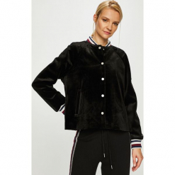 Tommy Hilfiger - Kurtka bomber Tommy Icons. Czarne kurtki damskie TOMMY HILFIGER, bez wzorów, z elastanu, krótkie. W wyprzedaży za 539,90 zł.