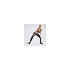 Legginsy fitness kardio damskie 100 czarne. Czarne legginsy sportowe damskie DOMYOS, xl, bez wzorów, z elastanu, na fitness i siłownię. Za 49,99 zł.