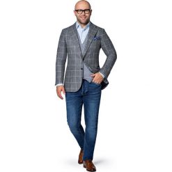 Marynarka Szara w Kratę Newcastle. Szare marynarki męskie marki LANCERTO, s, z wiskozy. Za 899,00 zł.