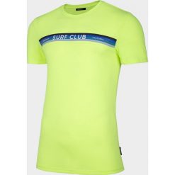 T-shirt męski TSM608 - soczysta zieleń neon - Outhorn. Żółte koszulki męskie Outhorn, m, bez wzorów, z dzianiny, bez kołnierzyka. Za 39,99 zł.