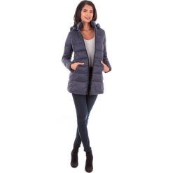 Kurtka przejściowa w kolorze granatowym. Niebieskie kurtki damskie Snowie Collection, l, bez wzorów, długie, bez kaptura. W wyprzedaży za 209,95 zł.