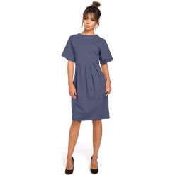 Carlotta sukienka z zakładkami - niebieska. Niebieskie sukienki damskie BE, s, bez wzorów, z elastanu, eleganckie, bez kołnierzyka, bez rękawów. Za 179,00 zł.
