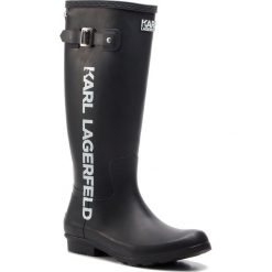 Kalosze KARL LAGERFELD - KL47080 Black Rubber. Czarne kalosze damskie KARL LAGERFELD, bez wzorów, z tworzywa sztucznego. Za 529,00 zł.