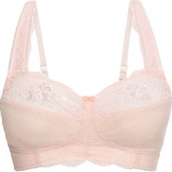 Biustonosz odciążający bez fiszbinów bonprix pudrowy. Różowe biustonosze bonprix, bez wzorów, z koronki. Za 37,99 zł.