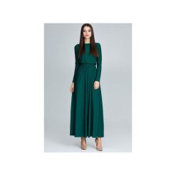 Sukienka604 Zielony. Zielone sukienki damskie FIGL, na co dzień, l, bez wzorów, eleganckie, bez kołnierzyka, z długim rękawem, długie, maxi. Za 176,00 zł.
