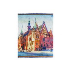 Poszetka jedwabna dwustronna z miastem WROCŁAW. Szare poszetki męskie marki Em men's accessories, bez wzorów, z jedwabiu, eleganckie. Za 99,99 zł.