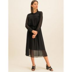 Sukienka koszulowa DKNY P9JB6DKE. Czarne sukienki damskie DKNY, na co dzień, s, bez wzorów, z poliesteru, z koszulowym kołnierzykiem, bez rękawów, proste. W wyprzedaży za 449,00 zł.