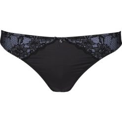 Stringi w kolorze czarno-błękitnym. Czarne stringi damskie Lascana & Co., w koronkowe wzory, z koronki. W wyprzedaży za 34,95 zł.