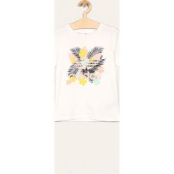 Adidas Originals - T-shirt dziecięcy 128-170 cm. Białe bluzki dziewczęce adidas Originals, z nadrukiem, z dzianiny, z okrągłym kołnierzem, z krótkim rękawem, krótkie, bez kaptura. W wyprzedaży za 79,90 zł.
