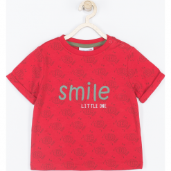 Koszulka. Czerwone t-shirty chłopięce SMILE LITTLE ONE, bez wzorów, z krótkim rękawem. Za 31,90 zł.