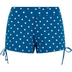 Szorty kąpielowe z figami wewnętrznymi, szybko schnące bonprix niebieskozielono-biały w kropki. Niebieskie stroje kąpielowe damskie marki bonprix, bez wzorów. Za 54,99 zł.
