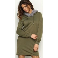 Odzież damska: Zielona Sukienka Hoodie Dress
