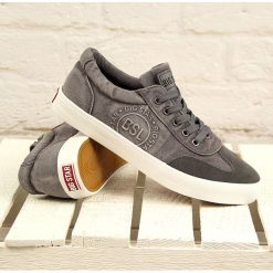 Trampki męskie: Szare trampki męskie casual Big Star W174565
