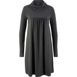 Sukienka shirtowa z długim rękawem bonprix szary melanż. Szare sukienki z falbanami bonprix, melanż, z długim rękawem. Za 74,99 zł.