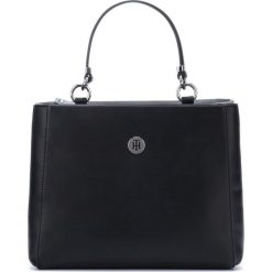 Tommy Hilfiger Smooth Tommy Medium Torebka Czarny Szary. Szare torebki klasyczne damskie TOMMY HILFIGER, w paski, z materiału, bez dodatków. Za 633,95 zł.