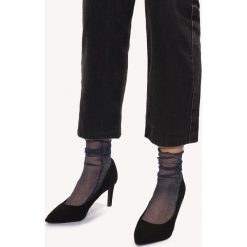 Skarpetki damskie: NA-KD Accessories Cienkie, lśniące skarpetki – Blue,Silver