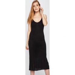 Answear - Sukienka. Czarne sukienki damskie ANSWEAR, na co dzień, s, bez wzorów, z wiskozy, casualowe, z okrągłym kołnierzem, bez rękawów, midi, proste. W wyprzedaży za 29,90 zł.