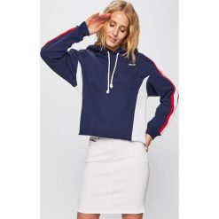 Levi's - Bluza. Niebieskie bluzy damskie Levi's®, s, z aplikacjami, z bawełny, bez rękawów, z kapturem. Za 199,90 zł.