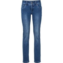 Dżinsy "Wyszczuplające sylwetkę" SLIM bonprix niebieski. Niebieskie jeansy damskie bonprix, z jeansu, z podwyższonym stanem. Za 129,99 zł.