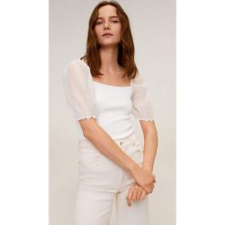 Mango - Bluzka Ariel. Fioletowe bluzki damskie Mango, s, bez wzorów, z poliesteru, z dekoltem karo, bez rękawów. W wyprzedaży za 59,90 zł.