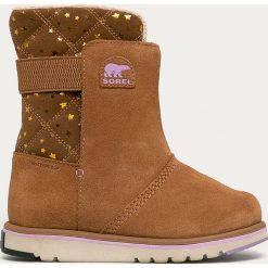 Sorel - Śniegowce dziecięce Youth Rylee. Żółte śniegowce dziewczęce Sorel, z okrągłym noskiem, bez zapięcia. Za 429,90 zł.