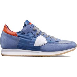 Buty PHILIPPE MODEL TROPEZ Niebieski. Niebieskie buty sportowe męskie marki Philippe Model, ze skóry, bez zapięcia. W wyprzedaży za 636,00 zł.