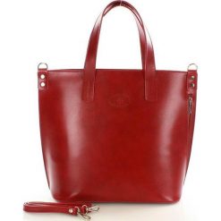 Shopper bag damskie: Skórzana czerwona Torebka Shopperka SARITA