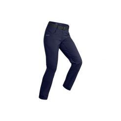 Spodnie turystyczne zimowe damskie SH500 x-warm granatowe. Niebieskie spodnie damskie QUECHUA, l, z elastanu. Za 129,99 zł.