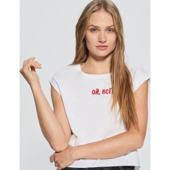 Koszulka z napisem MIX and MATCH - Biały. Białe t-shirty damskie marki Cropp, l, z napisami. Za 39,99 zł.