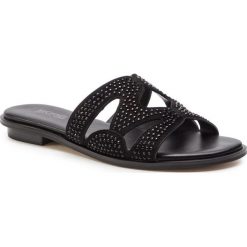 Klapki MICHAEL MICHAEL KORS - Annalee Slide 40S9ANFP1S Black. Czarne klapki damskie MICHAEL Michael Kors, bez wzorów, ze skóry, bez obcasa, na obcasie. W wyprzedaży za 429,00 zł.