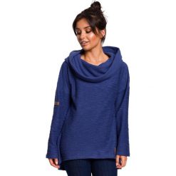 Bluza z szerokim kołnierzem i kapturem - indygo. Bluzy damskie BE, s, bez wzorów, z bawełny, bez rękawów. W wyprzedaży za 179,00 zł.
