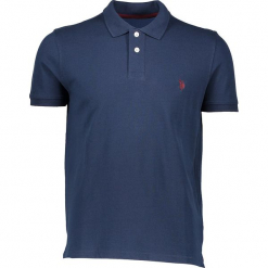 Koszulka polo w kolorze granatowym. Niebieskie koszulki polo marki U.S. Polo Assn., m, z haftami, z bawełny. W wyprzedaży za 121,95 zł.