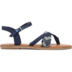 TOMS Sandały Niebieski. Niebieskie sandały damskie Toms, w paski, z materiału, bez obcasa, z paskami. Za 300,95 zł.