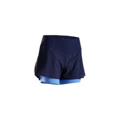 Spodenki Do Biegania Z Krótkimi Legginsami Damskie 2 W 1 Kiprun Niebieskie. Niebieskie spodenki sportowe damskie KALENJI, xl, bez wzorów, z elastanu, krótkie, do biegania. Za 79,99 zł.