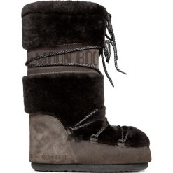 Buty MOON BOOT WOOL Brązowy. Brązowe śniegowce damskie marki Moon Boot, na imprezę, ze skóry, bez zapięcia. W wyprzedaży za 1190,00 zł.