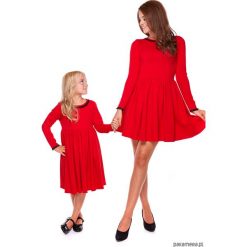 LATORI - Sukienka z kolekcji Mama i córka LD20. Czerwone sukienki dziewczęce dzianinowe Pakamera, w koronkowe wzory, eleganckie. Za 69,00 zł.