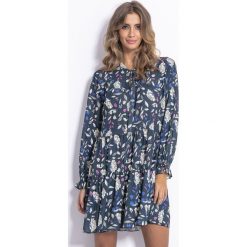 Sukienka F808. Sukienki damskie Fobya, s, w kwiaty, bez kołnierzyka, z długim rękawem, długie. Za 170,99 zł.