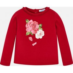 Mayoral - Longsleeve dziecięcy 92 - 134 cm. Czerwone bluzki dziewczęce Mayoral, z nadrukiem, z elastanu, z okrągłym kołnierzem, z długim rękawem, długie, bez kaptura. Za 78,90 zł.