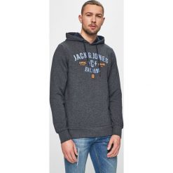 Jack & Jones - Bluza. Szare bluzy męskie xl, z nadrukiem, z bawełny, z kapturem. W wyprzedaży za 59,90 zł.