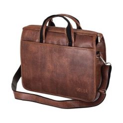 Torba Solier Brązowa męska torba na ramię, laptopa SOLIER LUCAS one size. Pomarańczowe torby na laptopa Solier, bez wzorów. Za 222,49 zł.