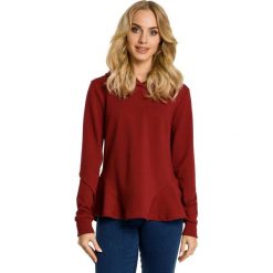 LEIA Bluza z kapturem i ozdobnymi falbankami po bokach - bordowa. Czerwone bluzy damskie Moe, s, bez wzorów, bez rękawów, z kapturem. Za 139,00 zł.