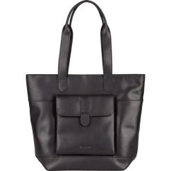 Shopper bag damskie: Skórzany shopper bag w kolorze czarnym – 42 x 34 x 11 cm