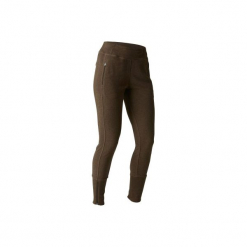 Spodnie dresowe Slim Gym & Pilates 500 damskie. Brązowe bryczesy damskie marki DOMYOS, l, z bawełny, na jogę i pilates. W wyprzedaży za 59,99 zł.