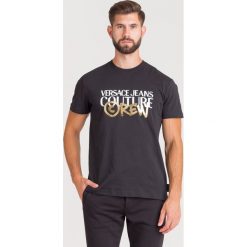T-SHIRT Versace Jeans Couture. Czarne t-shirty męskie m, z nadrukiem, z bawełny, z okrągłym kołnierzem. Za 246,95 zł.