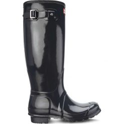 Hunter czarne Women's Original Tall Gloss Dark Slate. Czarne kalosze damskie Hunter, bez wzorów, z materiału. W wyprzedaży za 509,00 zł.