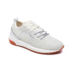 Sneakersy w kolorze białym. Białe sneakersy damskie Melissa, Pepe Jeans, z materiału. W wyprzedaży za 159,95 zł.