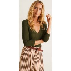 Mango - Sweter Sand. Żółte swetry damskie Mango, s, bez wzorów, z wiskozy, bez rękawów, bez kaptura. W wyprzedaży za 49,90 zł.