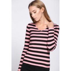 Swetry klasyczne damskie: Czarno-Różowy Sweter Crazy Stripes